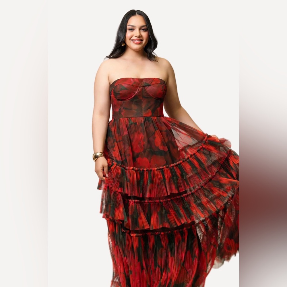 Hutch Isabella Strapless Tiered Tulle Maxi Dress - Picture 5 of 10